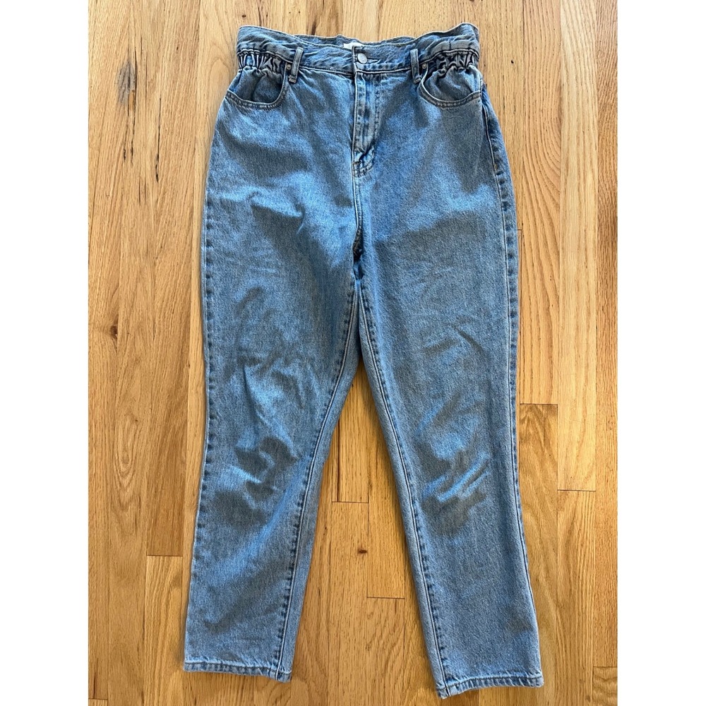 PacSun Mom Jeans Medium Wash Blue Denim High Waisted Elastic Waist Size 28